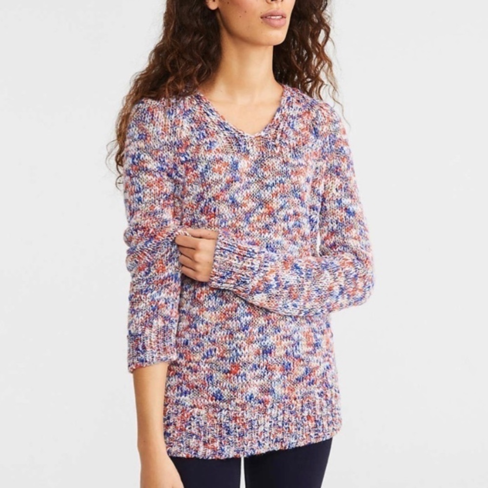Lou & Grey Loft marled v-neck sweater XS NWT